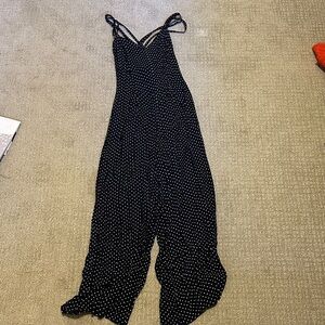 VINTAGE 90’s Elegant Navy and White Polka Dot Jumpsuit